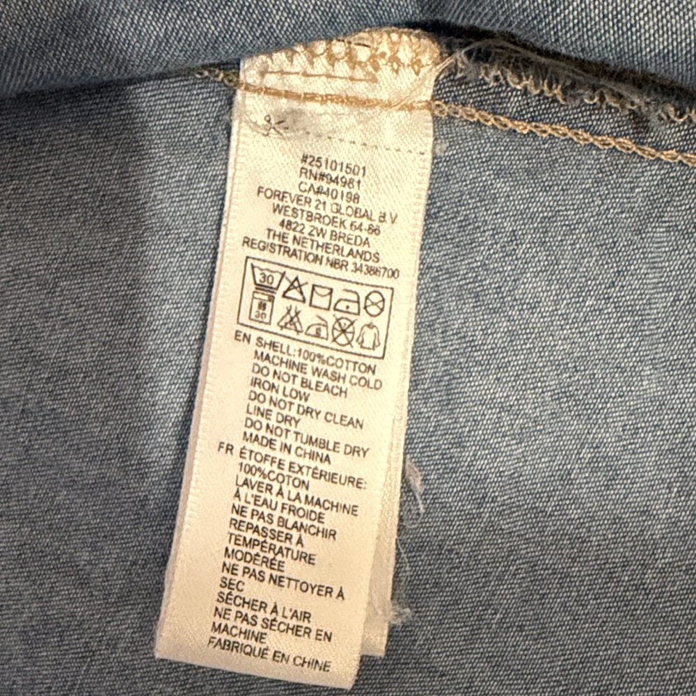 Forever 21 Washed Denim Button-Up Shirt - Blue - Picture 4 of 6